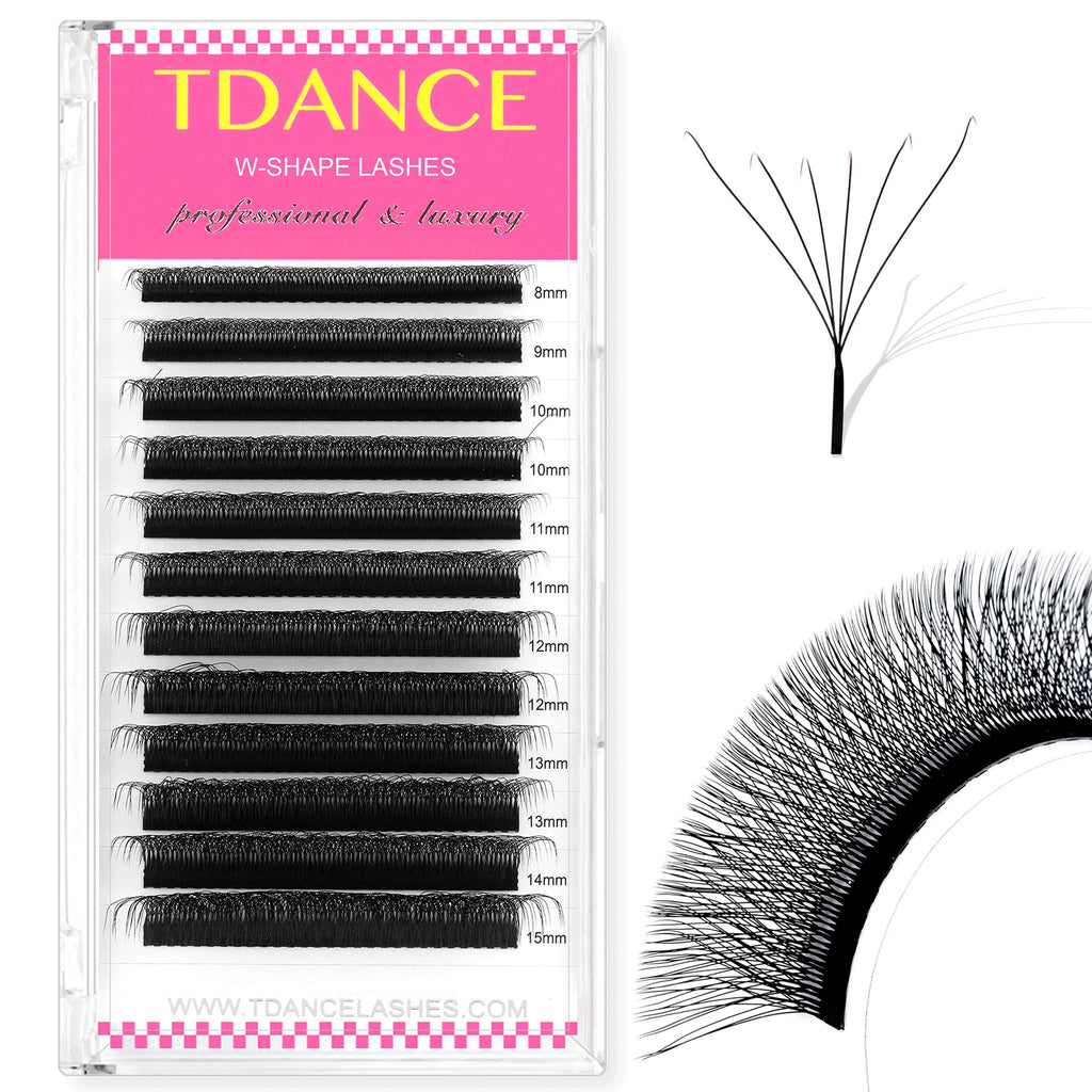 TDANCE 3D 4D 5D 6D Premade Fans Eyelash Extension W Style Faux Mink Natural Soft Bloom Lash Automatic Flowering Volume Eyelashes