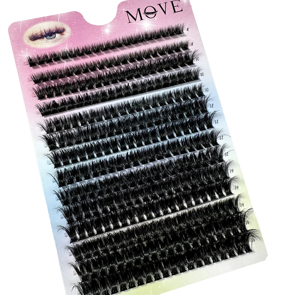 New 640 Cluster Lashes Kit 5D Fluffy Thick Eyelash Extension Kit Volume Mixed Tray Faux Mink Lashes Lash Extension Makeup
