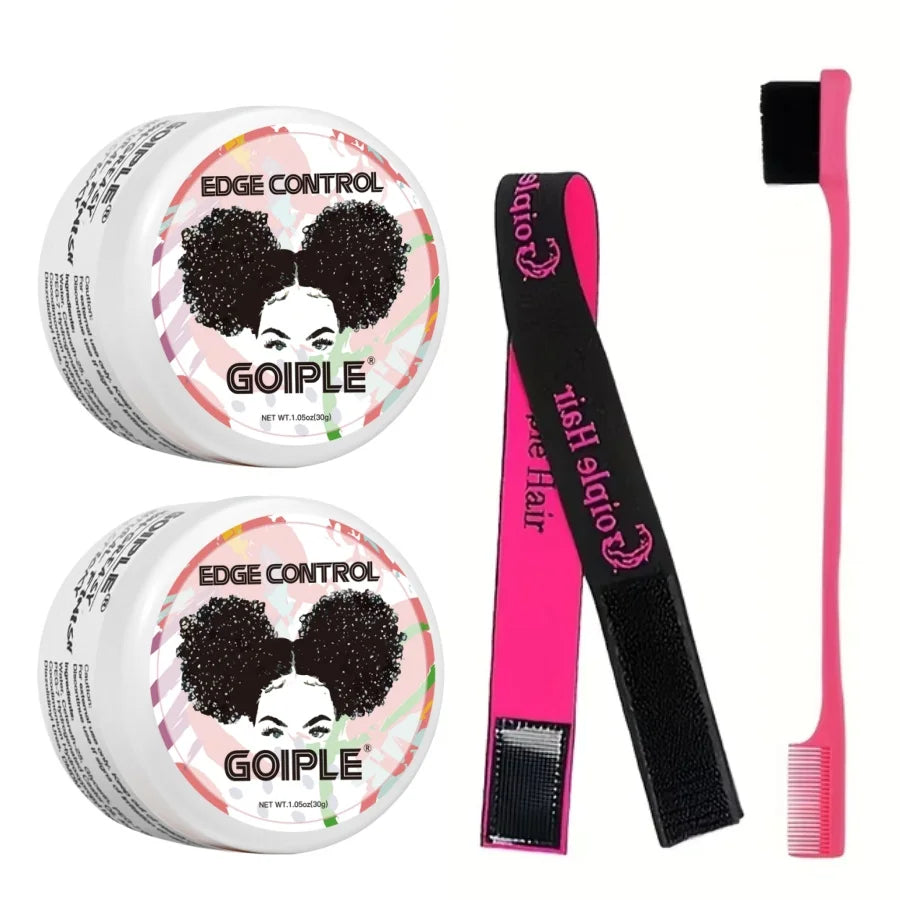 GOIPLE 30g Women Edge Control Wax Kit Non-Greasy Styling Gel Small Size Long Lasting Slick Flyaways Hairline Gel with Brush Kit