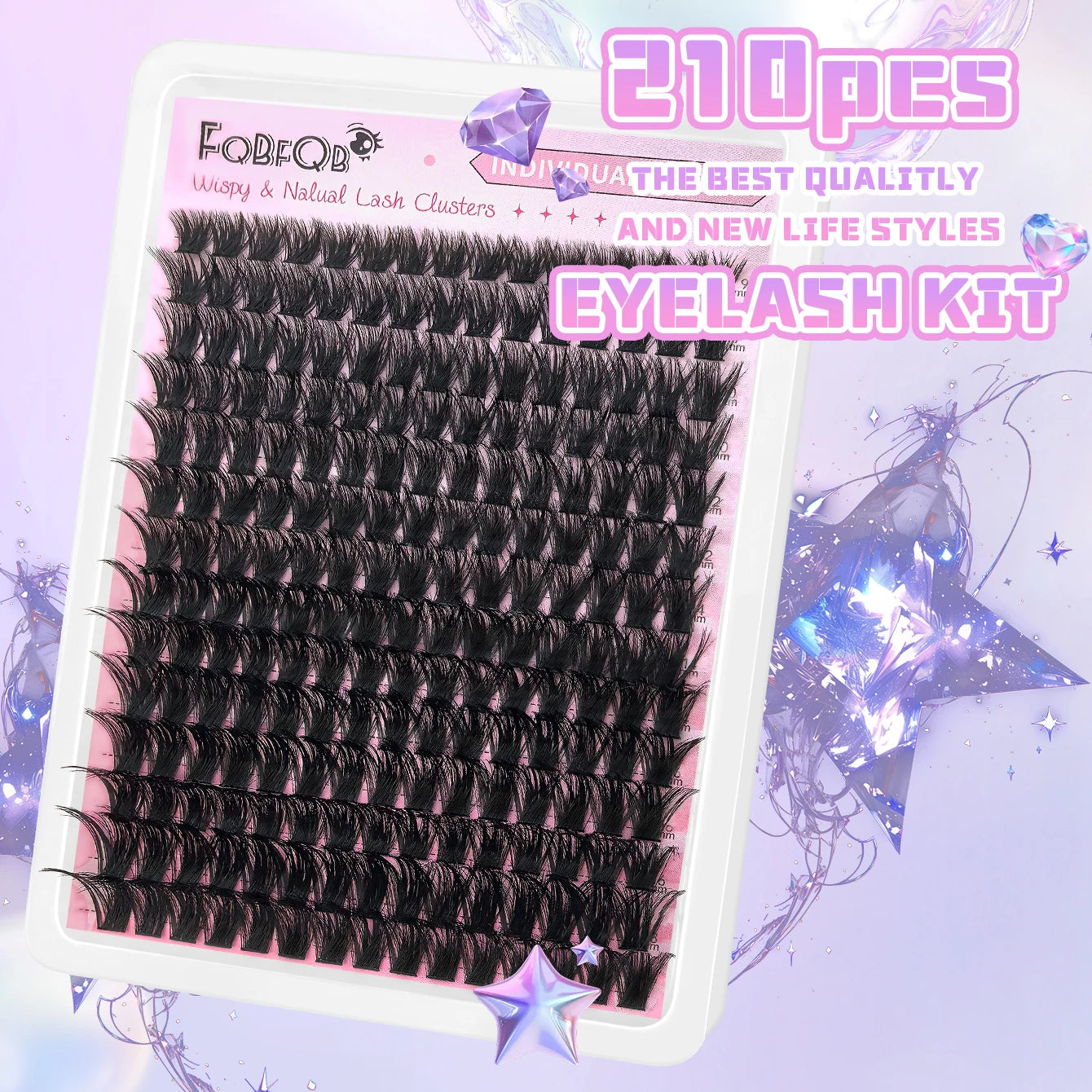 New 640 Cluster Lashes Kit 5D Fluffy Thick Eyelash Extension Kit Volume Mixed Tray Faux Mink Lashes Lash Extension Makeup