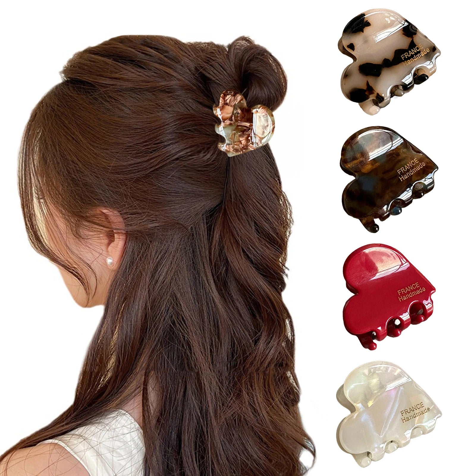 Exquisite Simple Hair Claw Creative Love Heart Shape Acetic Acid Hair Clips Korean Style Women Girls Claw Clips Hair Accessories