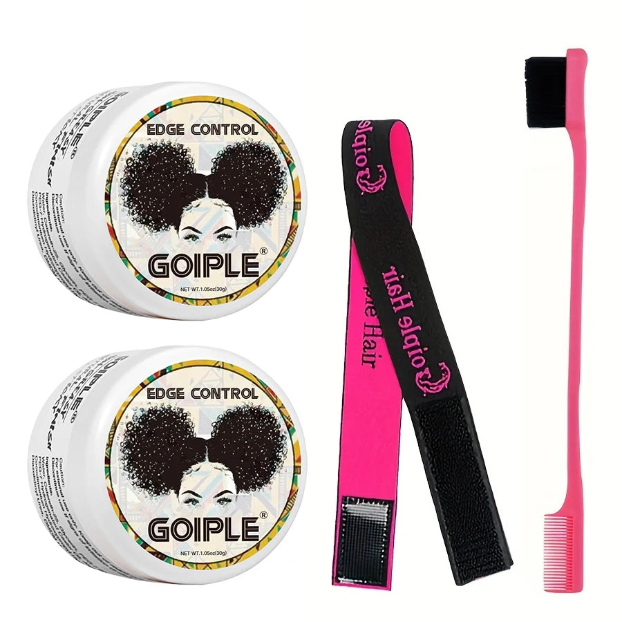 GOIPLE 30g Women Edge Control Wax Kit Non-Greasy Styling Gel Small Size Long Lasting Slick Flyaways Hairline Gel with Brush Kit