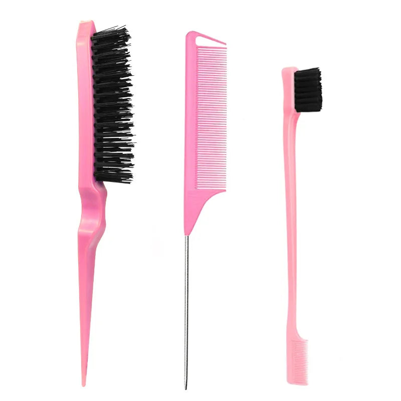 1-6pcs/Set Hair Brush Set Hairdressing Spray Bottle Hair Braiding Loop Rat Tail Comb Teasing Hair Brsuh Edge Control Brush