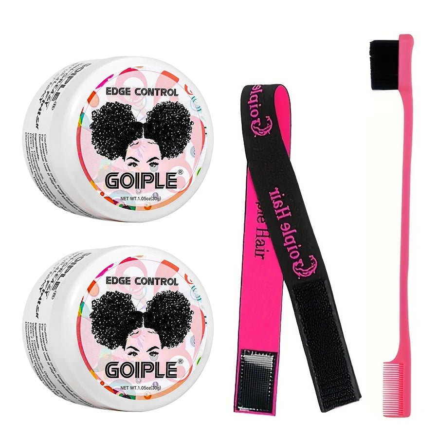 GOIPLE 30g Women Edge Control Wax Kit Non-Greasy Styling Gel Small Size Long Lasting Slick Flyaways Hairline Gel with Brush Kit