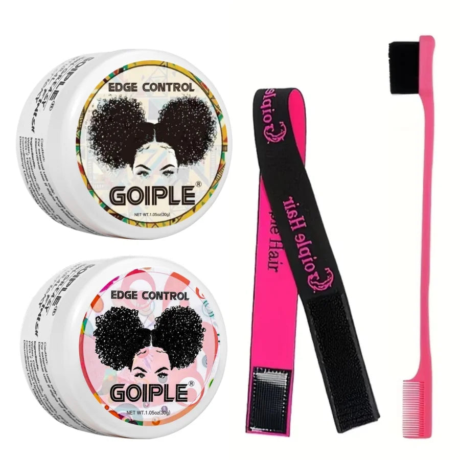 GOIPLE 30g Women Edge Control Wax Kit Non-Greasy Styling Gel Small Size Long Lasting Slick Flyaways Hairline Gel with Brush Kit