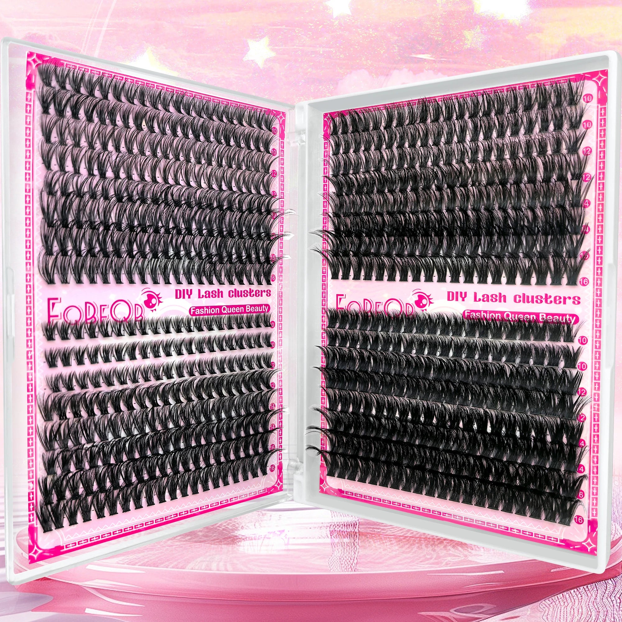 New 640 Cluster Lashes Kit 5D Fluffy Thick Eyelash Extension Kit Volume Mixed Tray Faux Mink Lashes Lash Extension Makeup