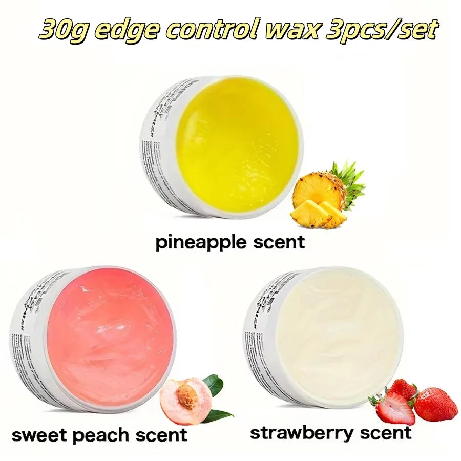 GOIPLE 30g Women Edge Control Wax Kit Non-Greasy Styling Gel Small Size Long Lasting Slick Flyaways Hairline Gel with Brush Kit