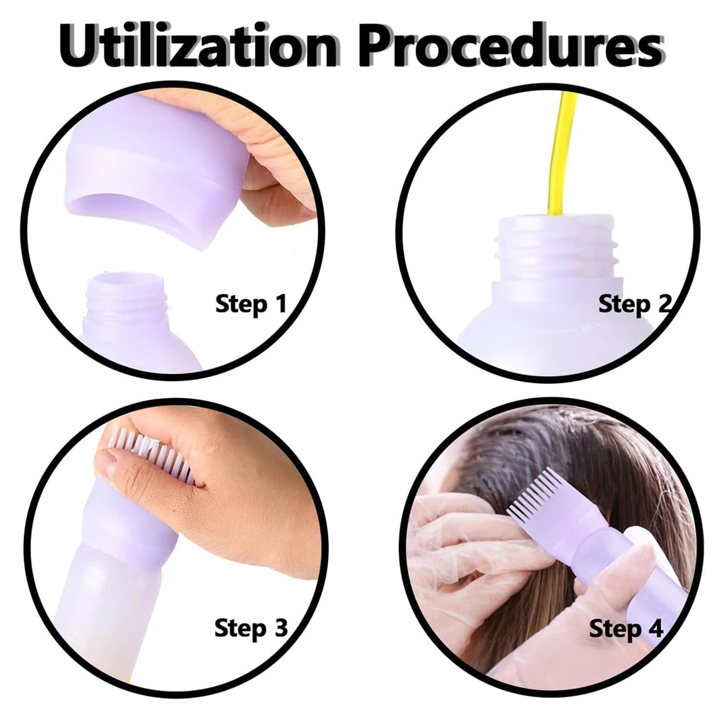Barber Dyeing Bottle Shampoo Oil Applicator Brush Scalp Treament Applicator Bottle Salon Home DIY Hair Coloring Styling Tools
