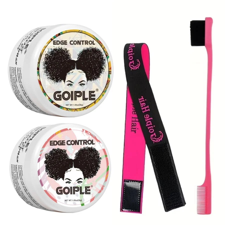 GOIPLE 30g Women Edge Control Wax Kit Non-Greasy Styling Gel Small Size Long Lasting Slick Flyaways Hairline Gel with Brush Kit