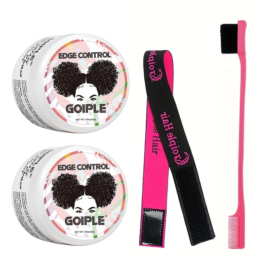 GOIPLE 30g Women Edge Control Wax Kit Non-Greasy Styling Gel Small Size Long Lasting Slick Flyaways Hairline Gel with Brush Kit