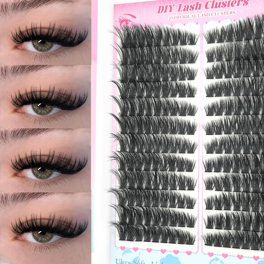 False Eyelashes Natural Wispy Individual Cluster Lashes Easy to Apply Soft & Lightweight Reusable for Daily Makeup