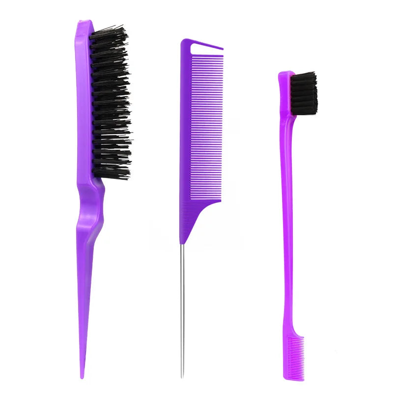 1-6pcs/Set Hair Brush Set Hairdressing Spray Bottle Hair Braiding Loop Rat Tail Comb Teasing Hair Brsuh Edge Control Brush
