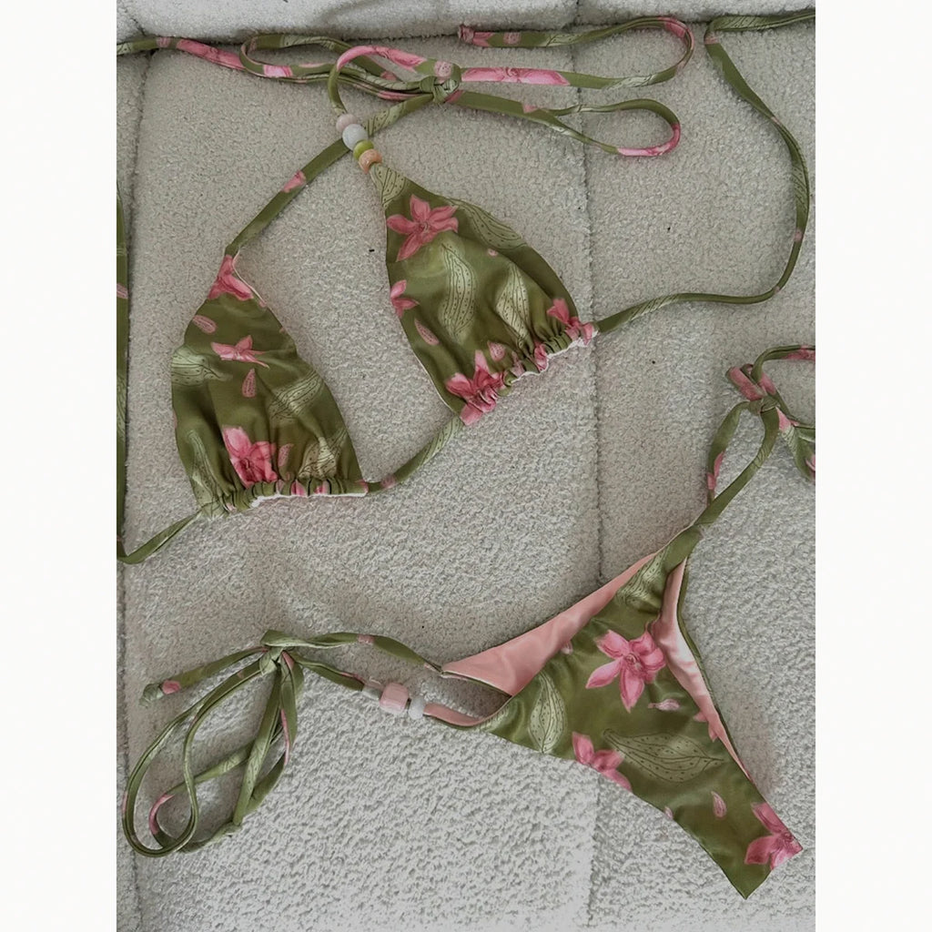 Micro Bikinis 2026 Sexy Women Swimsuit Swimwear Female Floral Thong Bikini Set Biquini Bathing Suit Swimming Suit Beachwear