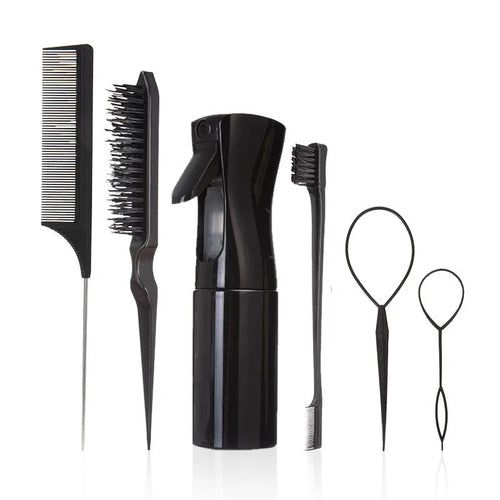 1-6pcs/Set Hair Brush Set Hairdressing Spray Bottle Hair Braiding Loop Rat Tail Comb Teasing Hair Brsuh Edge Control Brush