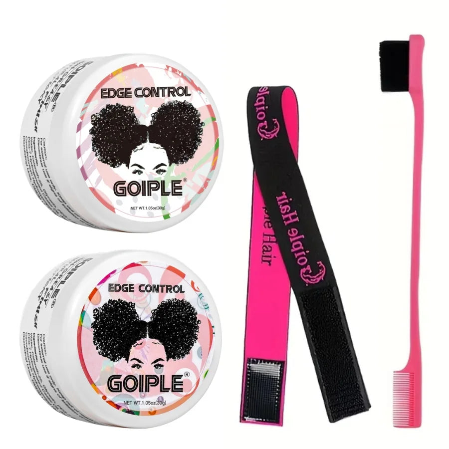 GOIPLE 30g Women Edge Control Wax Kit Non-Greasy Styling Gel Small Size Long Lasting Slick Flyaways Hairline Gel with Brush Kit