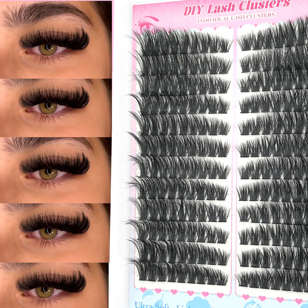 False Eyelashes Natural Wispy Individual Cluster Lashes Easy to Apply Soft & Lightweight Reusable for Daily Makeup